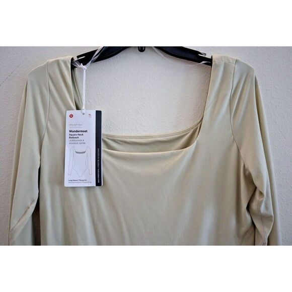 Lululemon Women's Sz XL Mojave Tan Wundermost Nulu Square-Neck L/S Bodysuit - Picture 3 of 9